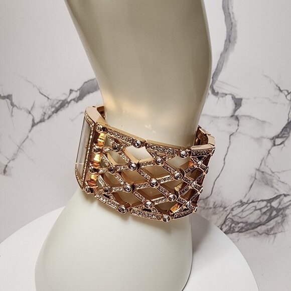 Vintage Anne Klein Wide Rose Gold Tone and Crystal Watch main image 9